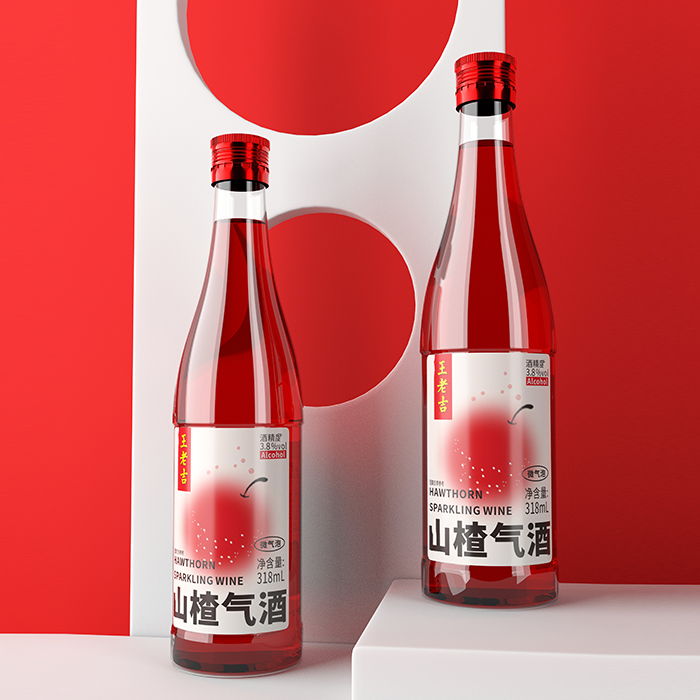 王老吉-山楂酒玻璃瓶標(biāo)簽